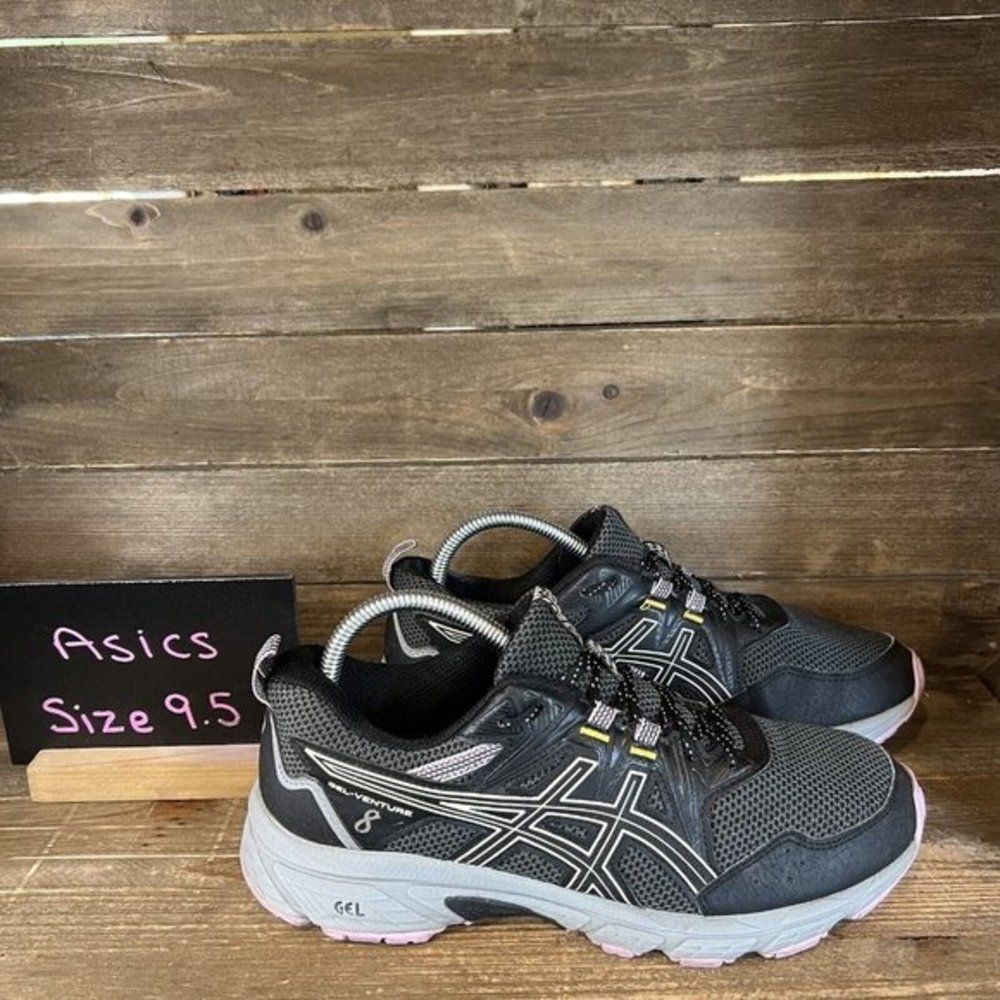 Womens Asics Gel Venture 8 Black Trail Running Hiking Shoes Sneakers Size‎ 9.5